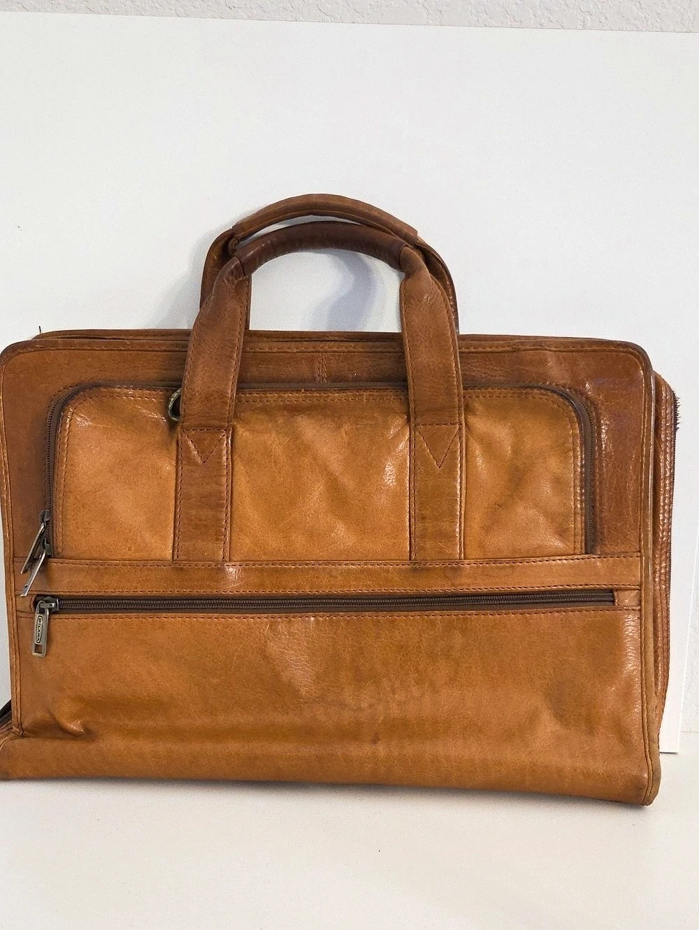Dilana Santa Fe Expandable Laptop Briefcase Brown Leather Computer Business